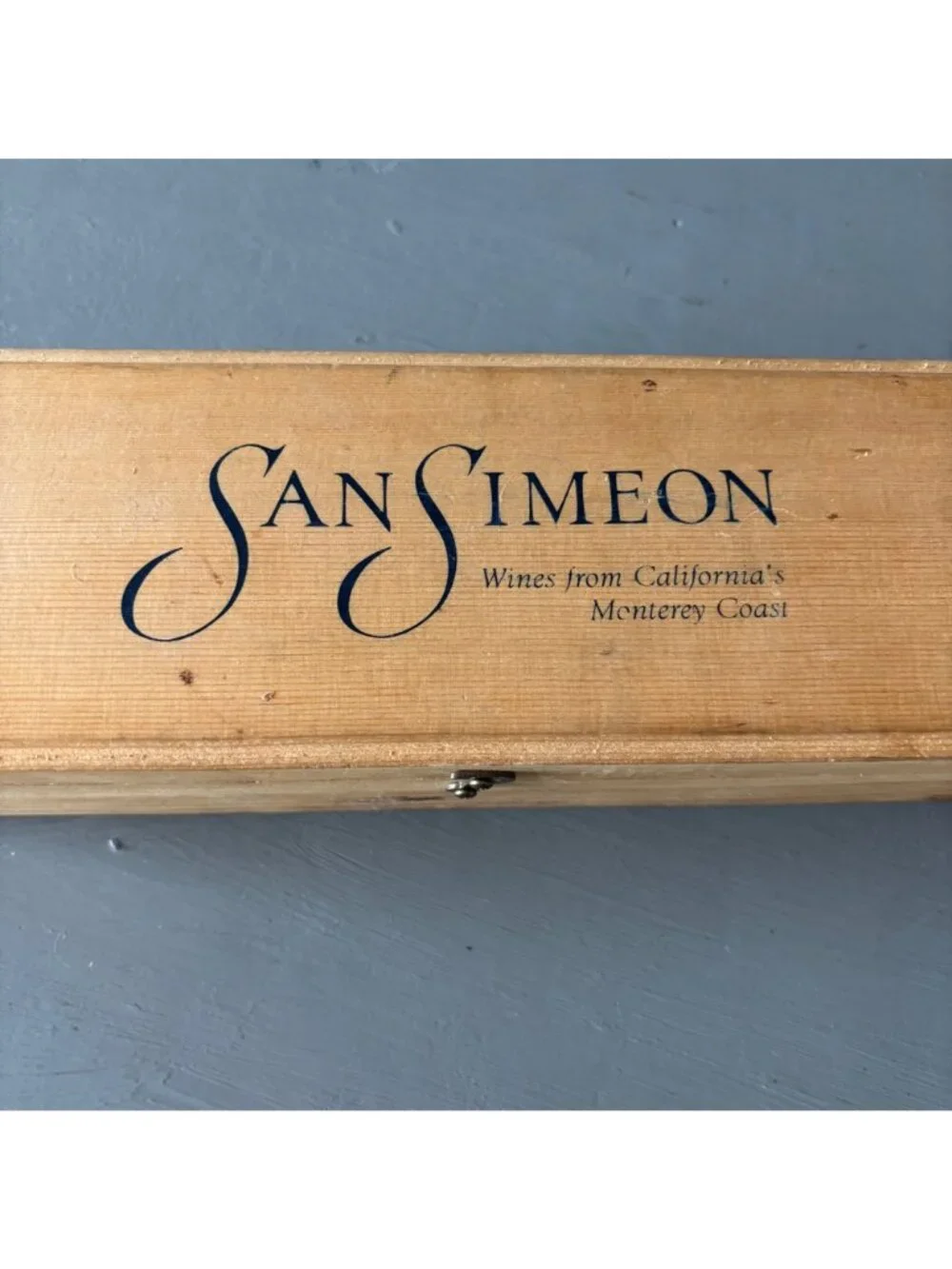 Vintage Wine Box San Simeon Monterey Coast California Wood Storage Crate Latched